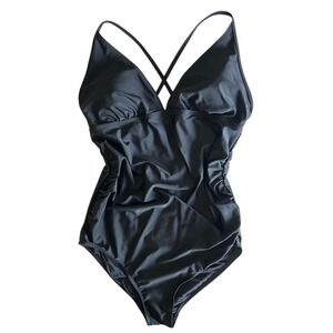 Summer Mae Swimsuit Womens‎ Large One Piece Ruched Cross Back Adjustable Straps